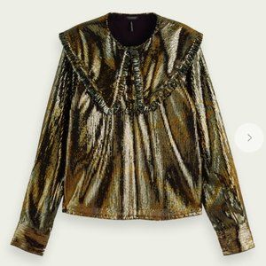 SCOTCH & SODA Printed Sequin Top In Gold XS